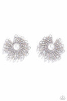 Fancy Fireworks - White Post Earrings