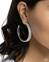 Stacked Symmetry - White Hoop Earring