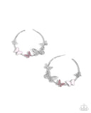 Aerial Allegiance - Pink Butterfly Hoop Earrings