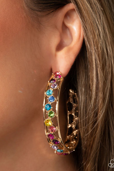 Scattered Sophistication - Gold Hoop Earrings