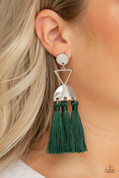 Paparazzi Tassel Trippin - Green Earrings