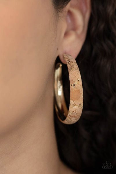 A CORK In The Road - Gold Earring