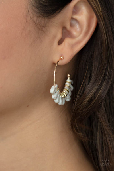 Paparazzi Poshly Primitive - White Earrings