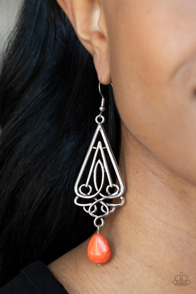 Paparazzi Transcendent Trendsetter - Orange Earring