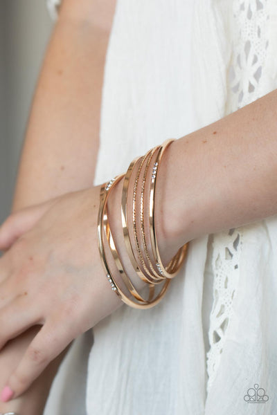 Paparazzi Lock, STACK, and Barrel - Gold Bracelets