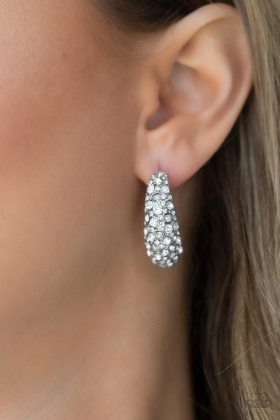 Paparazzi Glamorously Glimmering - White Earring