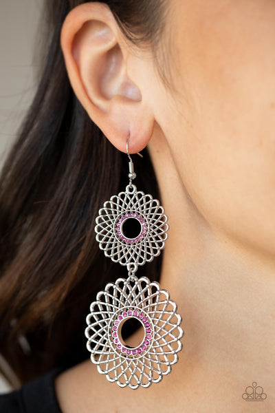 Paparazzi Regal Roulette - Pink Earrings