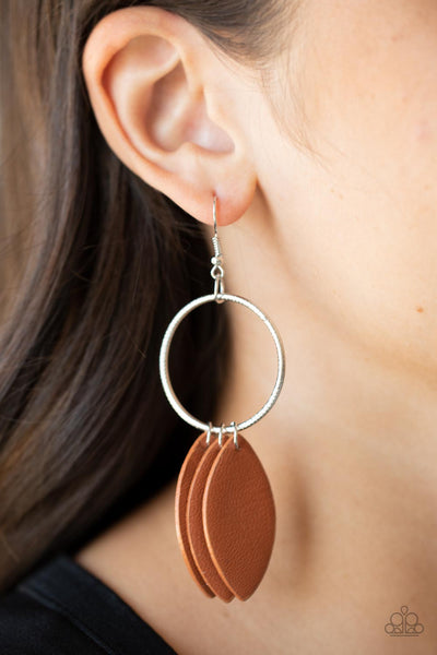 Paparazzi Leafy Laguna - Brown Earrings