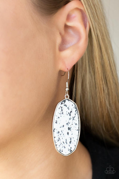 Paparazzi Stone Sculptures - White Earrings