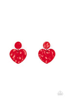 Paparazzi Just a Little Crush - Red Earrings