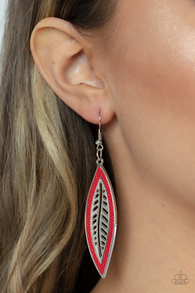 Paparazzi Leather Lagoon - Red Earrings