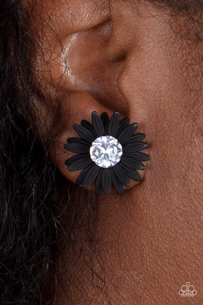 Paparazzi Sunshiny DAIS-y - Black Earrings