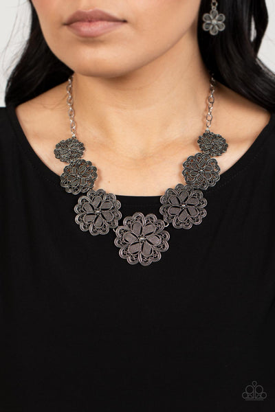 Paparazzi Basketful of Blossoms - Silver Necklace