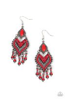 Paparazzi Dearly Debonair - Red Earrings