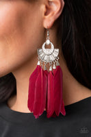 Paparazzi Plume Paradise - Red Earring