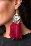 Paparazzi Plume Paradise - Red Earring