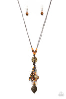 Paparazzi Knotted Keepsake - Orange Necklace