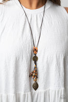 Paparazzi Knotted Keepsake - Orange Necklace