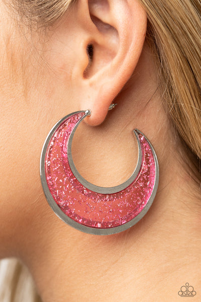 Paparazzi Charismatically Curvy - Pink Earring