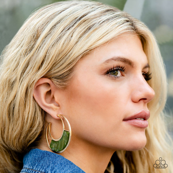 Contemporary Curves - Green Earring
