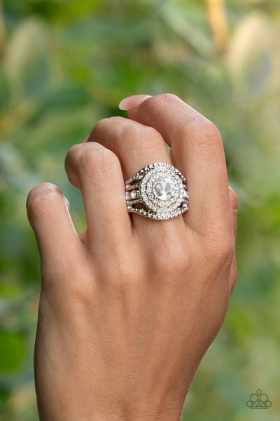 Paparazzi Understated Drama - White Ring - Exclusive