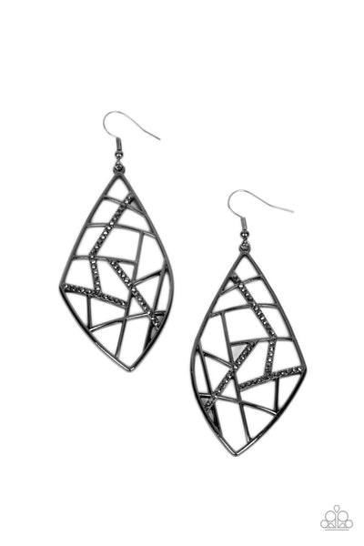 Geo Grid - Black Earring