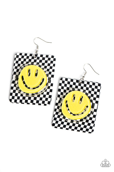 Cheeky Checkerboard - Yellow Earring