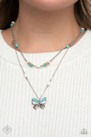 Free-Spirited Flutter - Blue Necklace