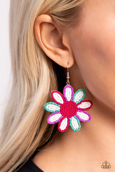 Decorated Daisies - White Earring